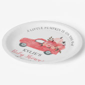 ピンクパンプキントラックバラ |赤ちゃんシャワー ペーパープレート (アングル)