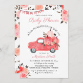 ピンクパンプキントラックバラ |赤ちゃんシャワー 招待状 (正面/裏面)