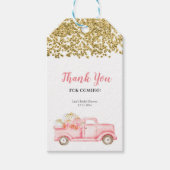 ピンクパンプキントラックフェイク金ゴールドサンキューラベル ギフトタグ (正面)