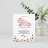 ピンクパンプキントラックベビーシャワーサンキューカード 招待状 (スタンド正面)