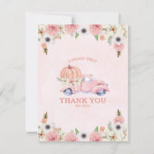 ピンクパンプキントラックベビーシャワーサンキューカード 招待状 (裏面)