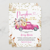ピンクパンプキントラックベビーシャワー招待状 招待状 (正面/裏面)