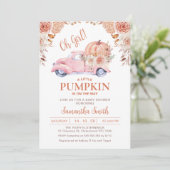 ピンクパンプキントラックボホ秋のフローラ赤ちゃんシャワー 招待状 (スタンド正面)