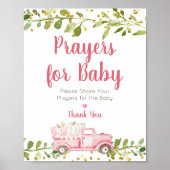 ピンクパンプキントラック祈りの言葉ベビー標識 ポスター (正面)