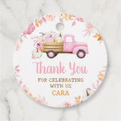 ピンクパンプキントラック秋誕生日ラウンド フェイバータグ (正面)