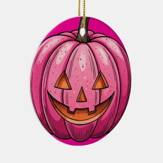ピンクパンプキンハロウィーンオーナメント セラミックオーナメント (右)