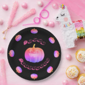 ピンクパンプキンハロウィーン ペーパープレート (パーティー)