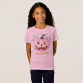 ピンクパンプキンハロウィーンTシャツ子供へ Tシャツ (正面フル)