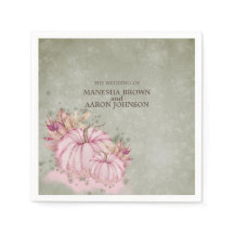 ピンクパンプキンハーベスト – 結婚ズカクテルナプキン