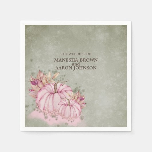 ピンクパンプキンハーベスト – 結婚ズカクテルナプキン スタンダードカクテルナプキン (正面)