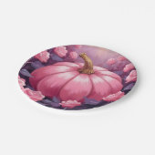 ピンクパンプキンバラフローラハロウィンサンクスギビング ペーパープレート (アングル)