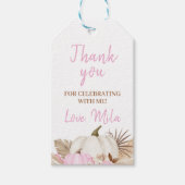 ピンクパンプキンパーティーサンキューユーメッセージカード ギフトタグ (正面)