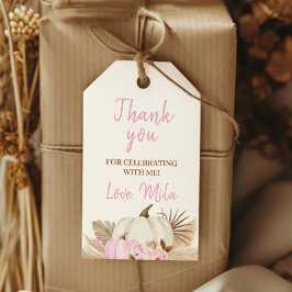 ピンクパンプキンパーティーサンキューユーメッセージカード ギフトタグ