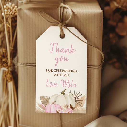 ピンクパンプキンパーティーサンキューユーメッセージカード ギフトタグ