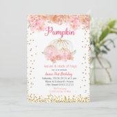 ピンクパンプキンピンク金ゴールドパンプキン1日誕生日 招待状 (スタンド正面)