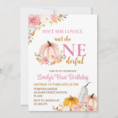 ピンクパンプキンファーストオンダーフル誕生日招待状 招待状 (正面)