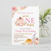 ピンクパンプキンファーストオンダーフル誕生日招待状 招待状 (スタンド正面)