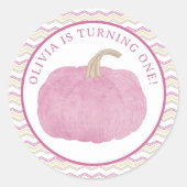 ピンクパンプキンファースト誕生日シール ラウンドシール (正面)