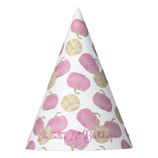 ピンクパンプキンファースト誕生日ハット パーティーハット (正面)