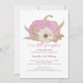 ピンクパンプキンファースト誕生日招待状 招待状 (正面)