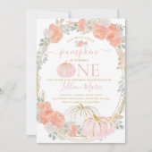 ピンクパンプキンファースト誕生日招待状 招待状 (正面)