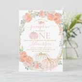 ピンクパンプキンファースト誕生日招待状 招待状 (スタンド正面)