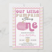 ピンクパンプキンファースト誕生日招待状 招待状 (正面)