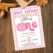 ピンクパンプキンファースト誕生日招待状 招待状