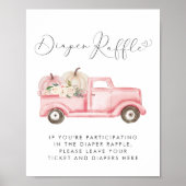 ピンクパンプキンフローラおむつラッフルベビーガールシャワー ポスター (正面)