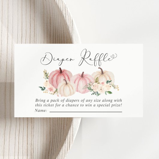 ピンクパンプキンフローラおむつラッフルベビーシャワー エンクロージャーカード