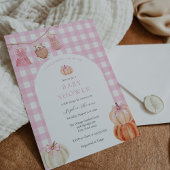 ピンクパンプキンベビーガールシャワーアーチ 招待状