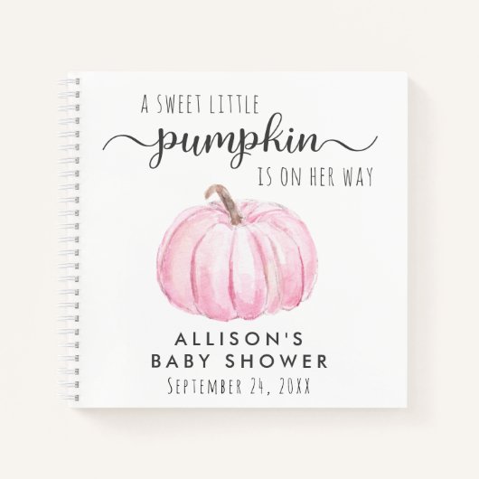 ピンクパンプキンベビーガールシャワーゲストブック ノートブック (正面)