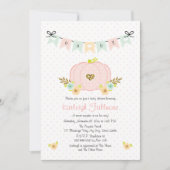 ピンクパンプキンベビーガールシャワー招待状 招待状 (正面)