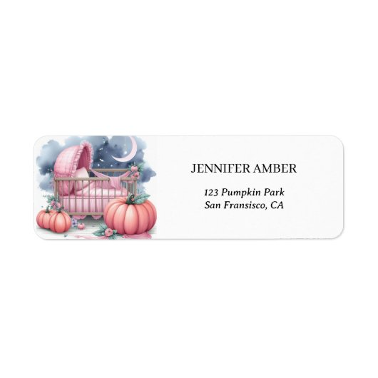 ピンクパンプキンベビークリブ素朴秋&紅葉 ラベル (正面)