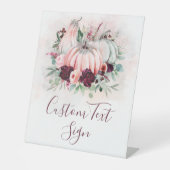 ピンクパンプキンベビーシャワーカスタム文字 台座サイン (正面)