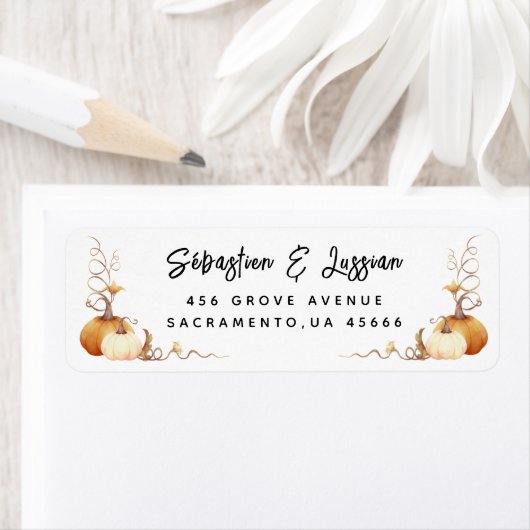ピンクパンプキンベビーシャワー差出人住所ラベル ラベル (インサイチュ)