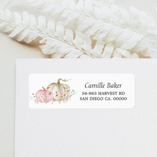 ピンクパンプキンベビーシャワー差出人住所ラベル ラベル