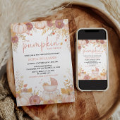 ピンクパンプキンベビーシャワー招待状ガール秋 招待状