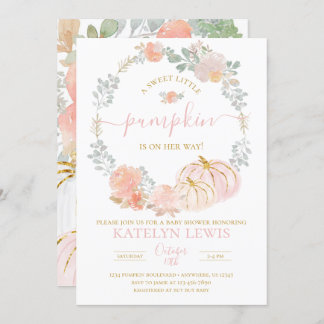 ピンクパンプキンベビーシャワー招待状 招待状