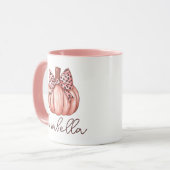 ピンクパンプキン名前をカスタムする秋秋コーヒー マグカップ (正面左)
