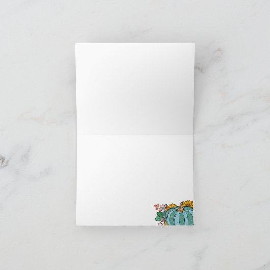 ピンクパンプキン男の赤ちゃんおめでとうか空白のら サンキューカード (内部)