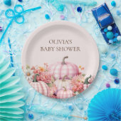 ピンクパンプキン秋フローラベビーシャワー紙プレート ペーパープレート (パーティー)