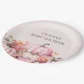 ピンクパンプキン秋フローラベビーシャワー紙プレート ペーパープレート (アングル)