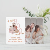 ピンクパンプキン秋ベビーガール誕生 案内状 (スタンド正面)