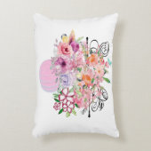 ピンクパンプキン秋ホームデコールフローラ水彩 アクセントクッション (正面(垂直))