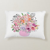 ピンクパンプキン秋ホームデコールフローラ水彩 アクセントクッション (裏面)