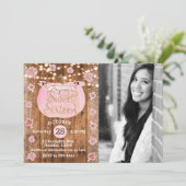 ピンクパンプキン秋素朴スウィート16誕生日写真 招待状 (スタンド正面)