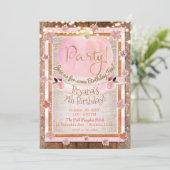 ピンクパンプキン紅葉素朴バースデーパーティー 招待状 (スタンド正面)