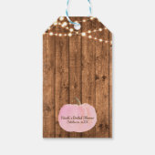 ピンクパンプキン素朴秋ウッドライトブライダルシャワー ギフトタグ (裏面)