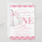 ピンクパンプキ名門私立校風のンオータム誕生日招待状 招待状 (正面)